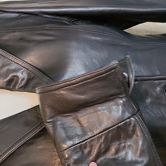 ROSLEEN Mid Length Soft Leather Jacket Belted Buttons - Picture 6 of 15